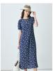 Age reducing floral dress: 2026 summer new round neck elegant printed breathable mulberry silk dress