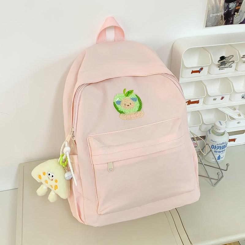 Dopamine Backpack For Middle School Students With Solid Color And Cartoon Bear Decor For School Use