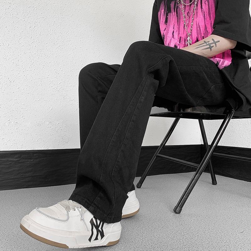 Мужские весенне-осенние однотонные приталенные универсальные прямые повседневные брюки в стиле хай-стрит