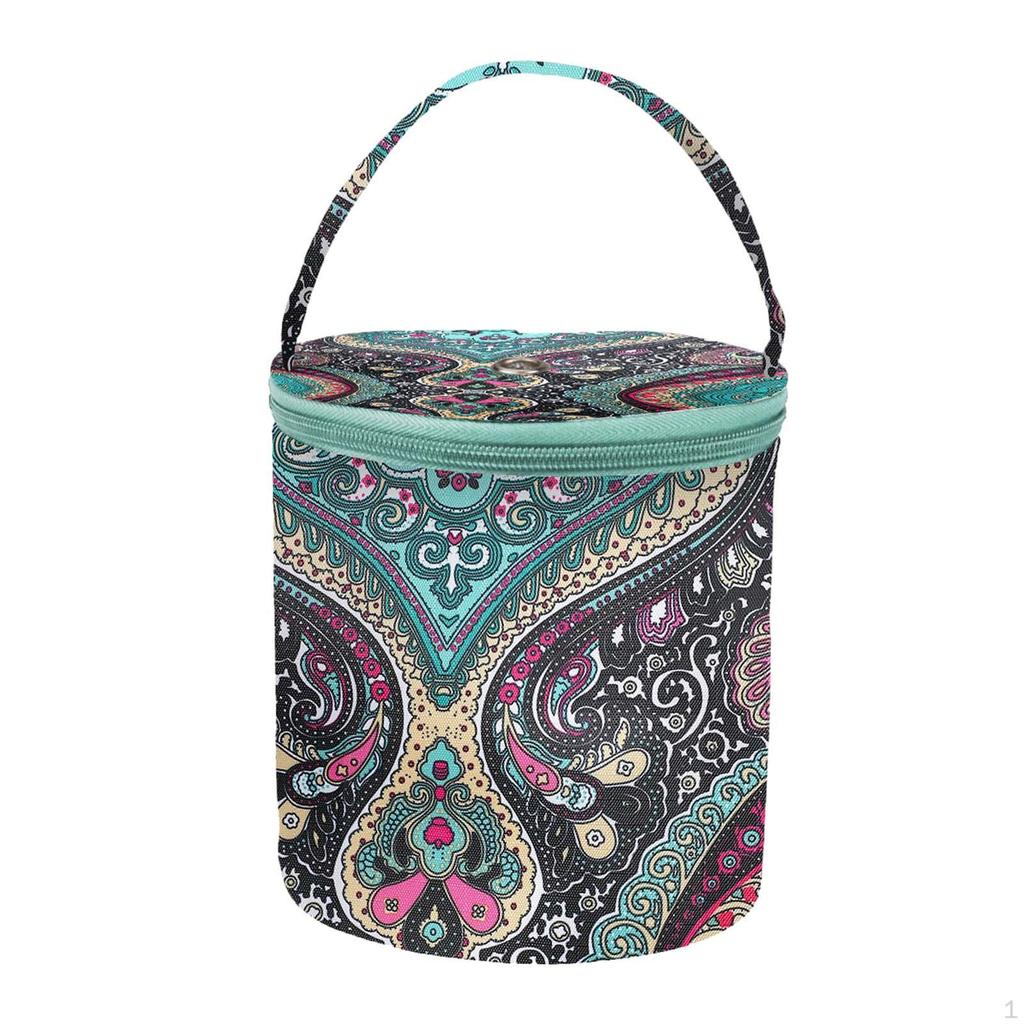 Yarn Bag for Crocheting Knitting Floral Printed Zipper Closure Storage Organizer