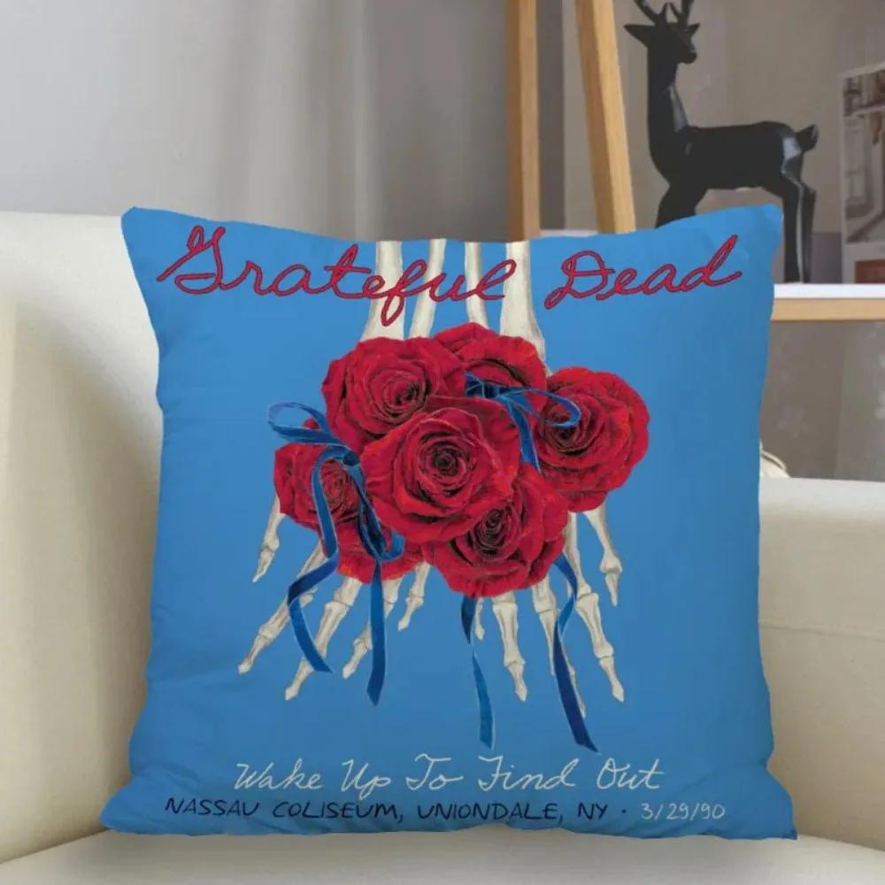 Наволочка Grateful Dead для домашнего декора 45x45 см, на молнии, квадратная, для декоративной подушки