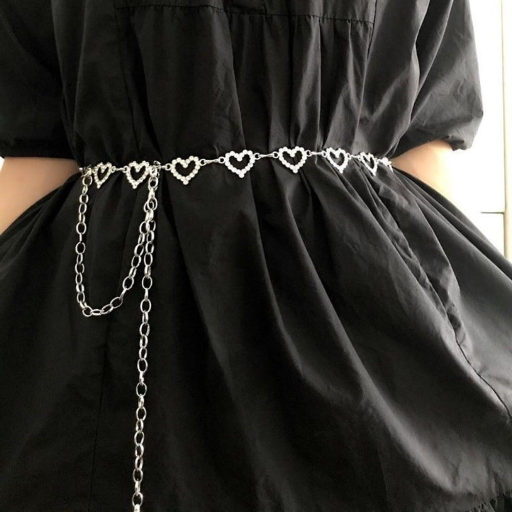 Rhinestone Body Jewelry Tassel Bikini Belly Chain Adjustable Heart Waist Chain Female