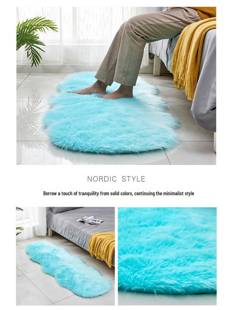 Ковер на диван из искусственной овчины и подушка для сиденья - Нескользящий коврик для пола из искусственной шерсти для гостиной и спальни
