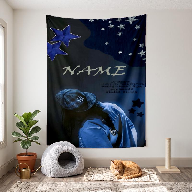 Billie eilish (14) Customizable name decorative wall tapestry ideal choice for wall decor in bedrooms living rooms dorms and home