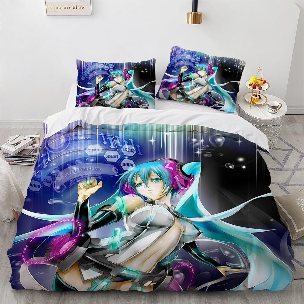 New 3D Future Singer Hatsune Miku Cartoon Bedding Quilt Cover Student Bedding Soft Microfiber Bedspread Lightweight Coverlet