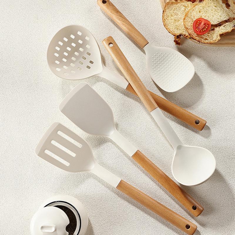 5pcs/set Food Grade Silicone Spatula High Temperature Resistant Soup Spoon Colander Kitchen Utensils Nonstick Pan Special