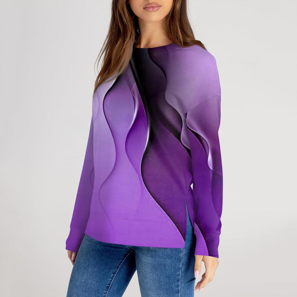 Женский повседневный модный однотонный свитер с круглым вырезом и длинными рукавами