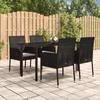 VidaXL Garden Dining Furniture and Cushions 5pcs Black Wicker 3185157