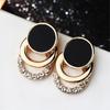 Fashion Black Geometric Stud Earrings for Women Elegant Wedding Party Jewelry