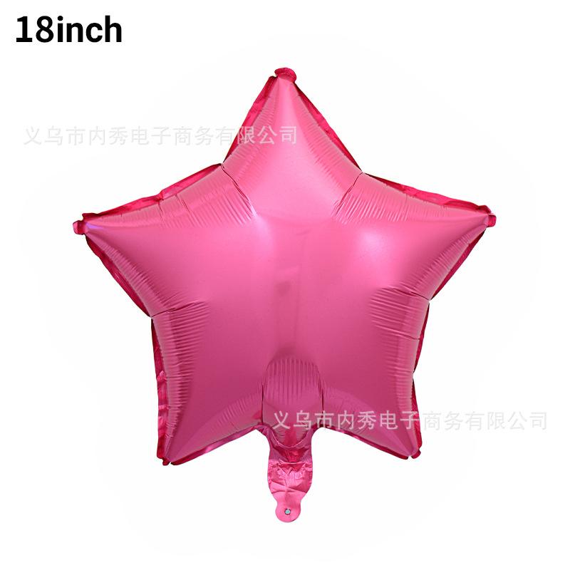 18-Inch Light Version Of Pentagram Aluminum Film Balloon Solid Color Star Balloon Aluminum Foil Birthday Party Decoration Arrangement