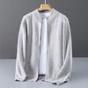 100% Чистая Шерсть Вязаный Жакет Мужской Пшеничный Колос Жаккард Business Casual Стойка Молния Кашемировый Кардиган Свободный и Универсальный