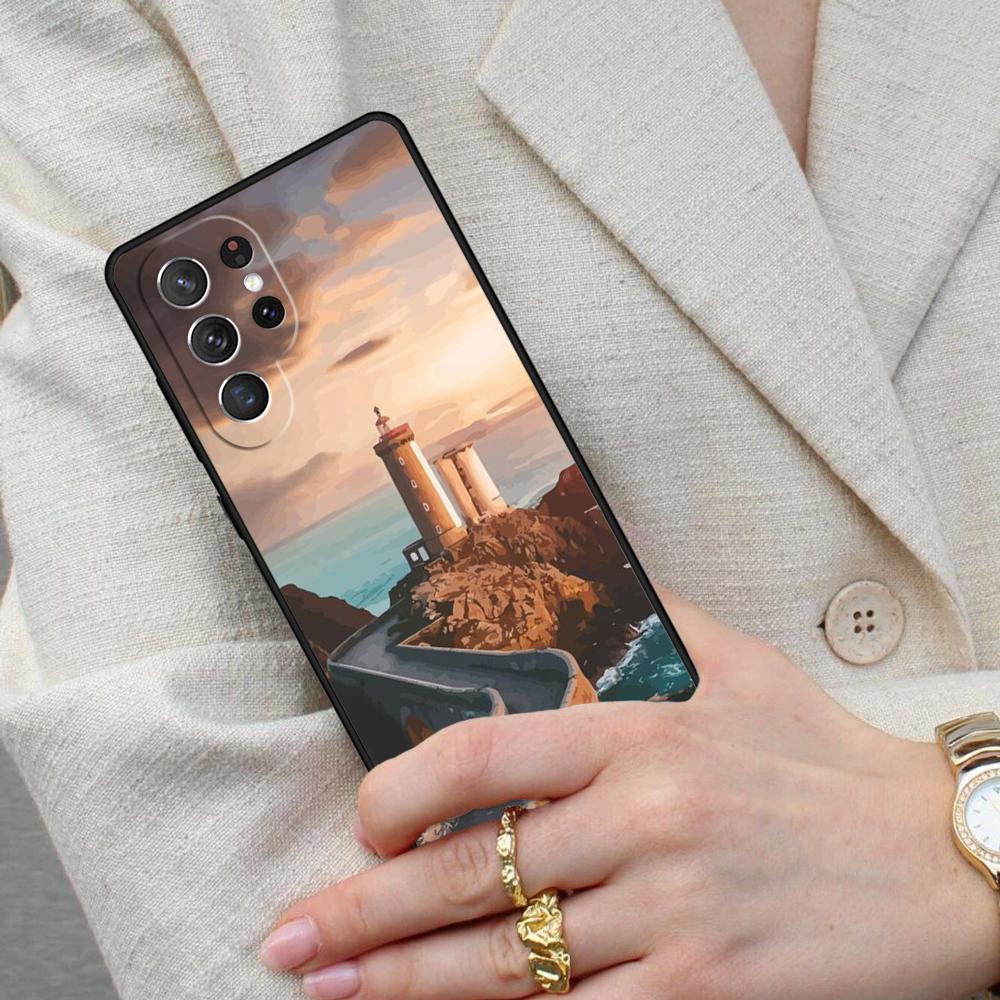Абстрактный пейзаж шоссе маяк Чехол для телефона Samsung Galaxy S26 Ultra S25 S24 S23 S22 S21 S20 Note10