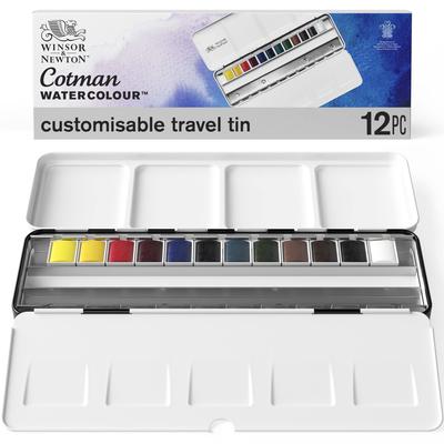 Акварели Winsor & Newton Cotman, набор из 12 цветов в персонализированной металлической дорожной коробке (Номер продукта: 18909453)