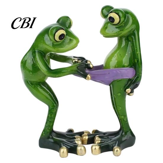 Cute Animal Figurines for Living Room Funny Frog Figurine, Creative Resin Statue, Novelty Sculpture Ornament Whimsical Tabletop Decorations