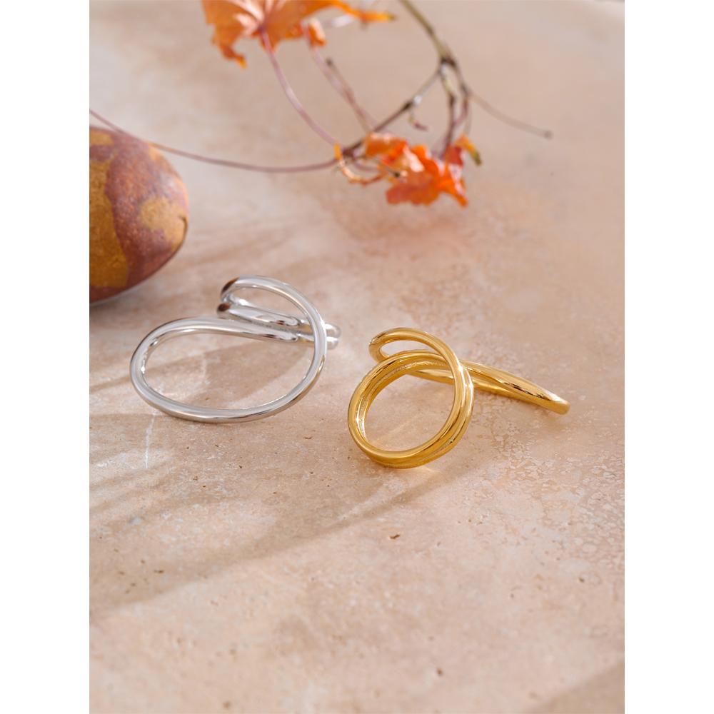 Yhpup Size 7 Fashion Creative Geometric Finger Fashion Ring Rust Proof Attractive Stainless Steel Arrivals Jewelry