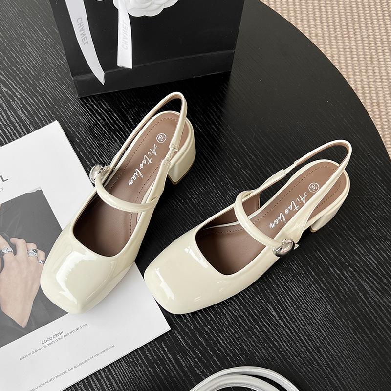 Лето, весна и осень, одним словом на высоких каблуках, туфли Мэри Джейн, лакированная кожа, квадратный носок, толстый каблук, женские туфли