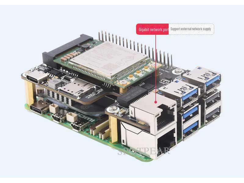 Raspberry Pi 5 PCIe to MiniPCIe 4G USB Hub с адаптером Gigabit Ethernet