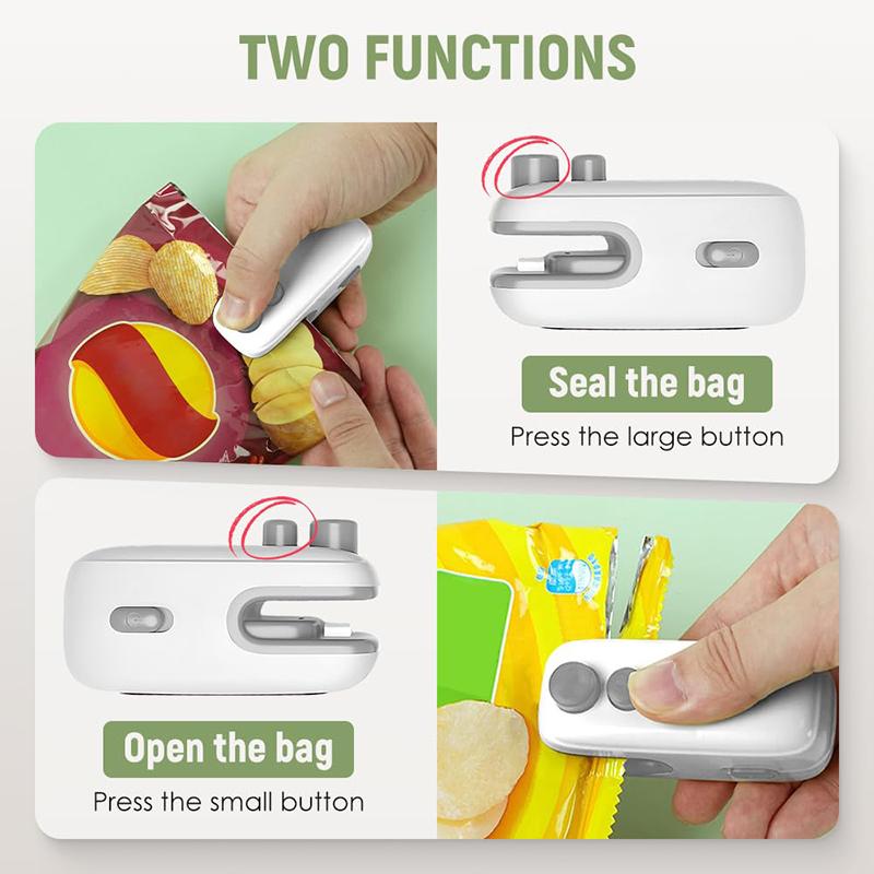 Мини Запайщик Пакетов 2-в-1 USB Перезаряжаемый Вакуумный Запайщик и Резак Ручной Инструмент для Термосварки для Хранения Продуктов, Закусок, Пластиковых Пакетов