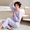 Женская пижама с длинным рукавом из модального хлопка - Тонкая, больших размеров, домашняя одежда для мам среднего возраста, идеально подходит для весны, осени и зимы