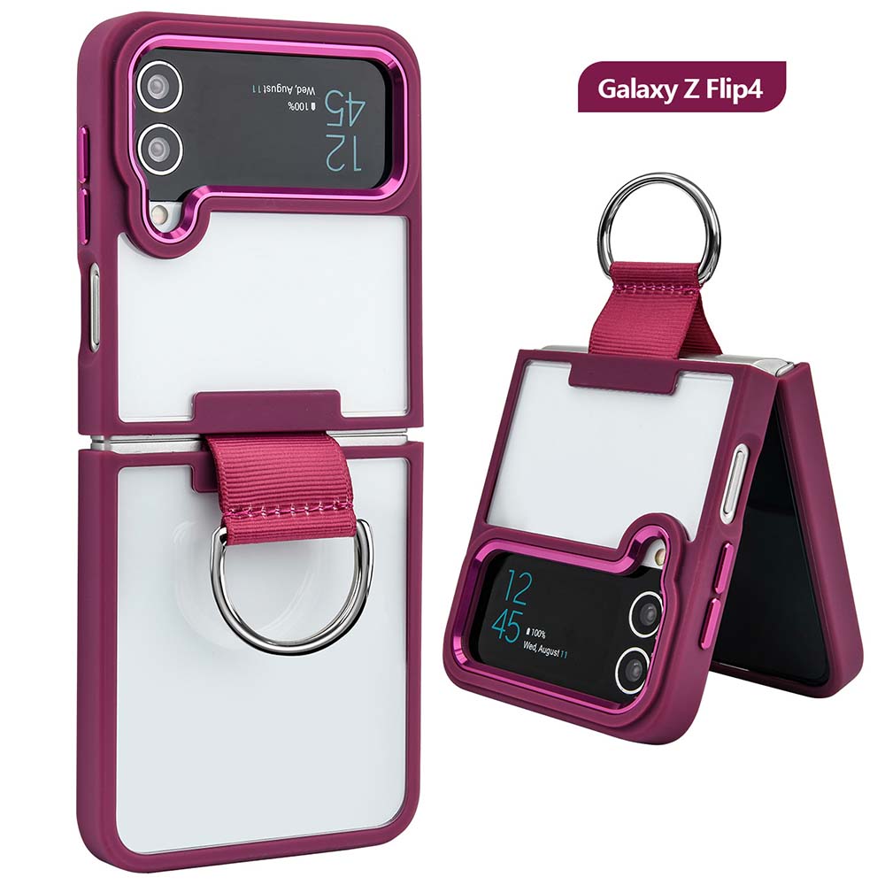 Clear Case for Samsung Galaxy Z Flip 4 Case with Ring Support Wireless Charging Shockproof Cover for Samsung Z Flip 4 5G
