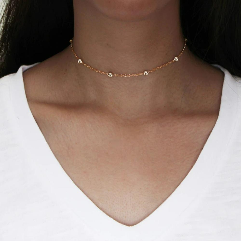 SUMENG 2025 New Gothic Punk Single Layer Copper Beads Chain Women's Fashion Chokers Necklace Clavicle Jewelry Gifts
