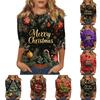 Women's Fashion Casual Three-quarter Sleeve Christmas Printed Round Neck Pullover Top