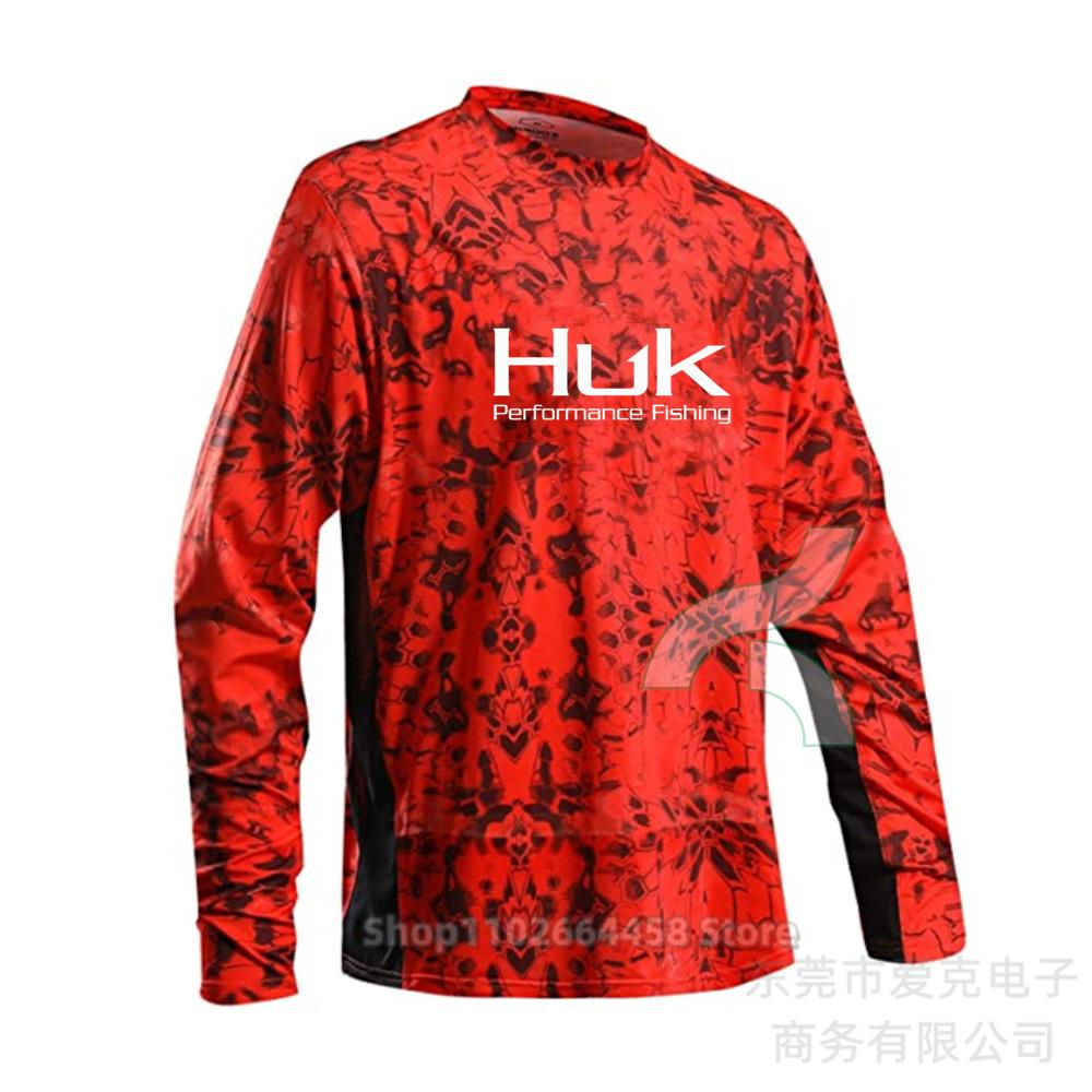 HUK fishing suit sun protection summer outdoor sports long-sleeved Uv protective fishing shirt quick drying top men