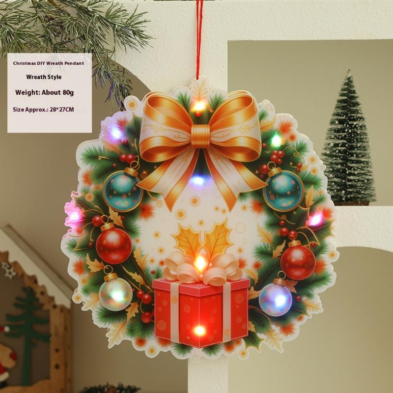 1Pc Luminous Door Hanging Decorations Christmas Home Diy Colorful Lights Snowman Scene Arrangement Hanging Decorations