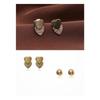 Women's Double Heart Gold Charm Combination Style Earrings (10438216)