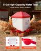 19L Automatic Chicken Waterer, 6 Water Ports, Automatic-Fill Water Cup, Automatic Gravity Waterer with Convenient Handle Sealed Rubber Ring,