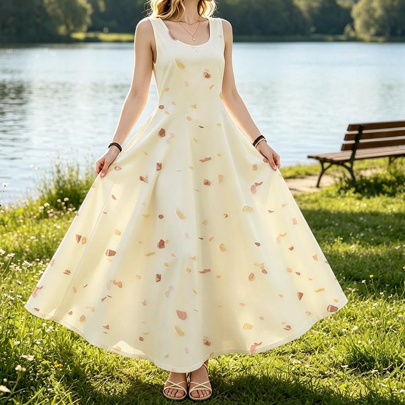 Women's Floral Print Sleeveless Maxi Dress Lightweight Flowy,Perfect for Beach,Outdoor Leisure,Daily Commute Chic Versatile,Fits Most Women