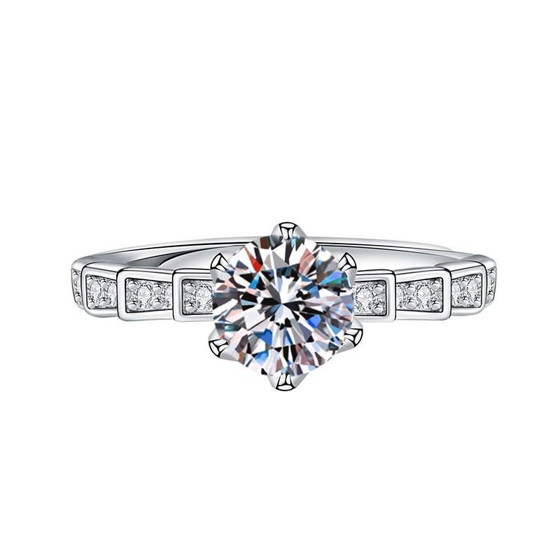 Open Adjustable European and American Style New Imitation Mosane Diamond Adjustable Girls' Ring Fashionable Creative Ring