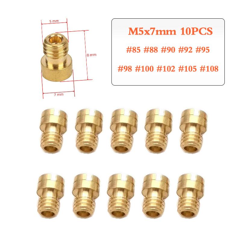 10pcs Carburetor Main Jets Slow Pilot Jets M5 6mm M4 5mm Thread For PWK Keihin OKO CVK Carb Set Injector Nozzle Motorcycle Part