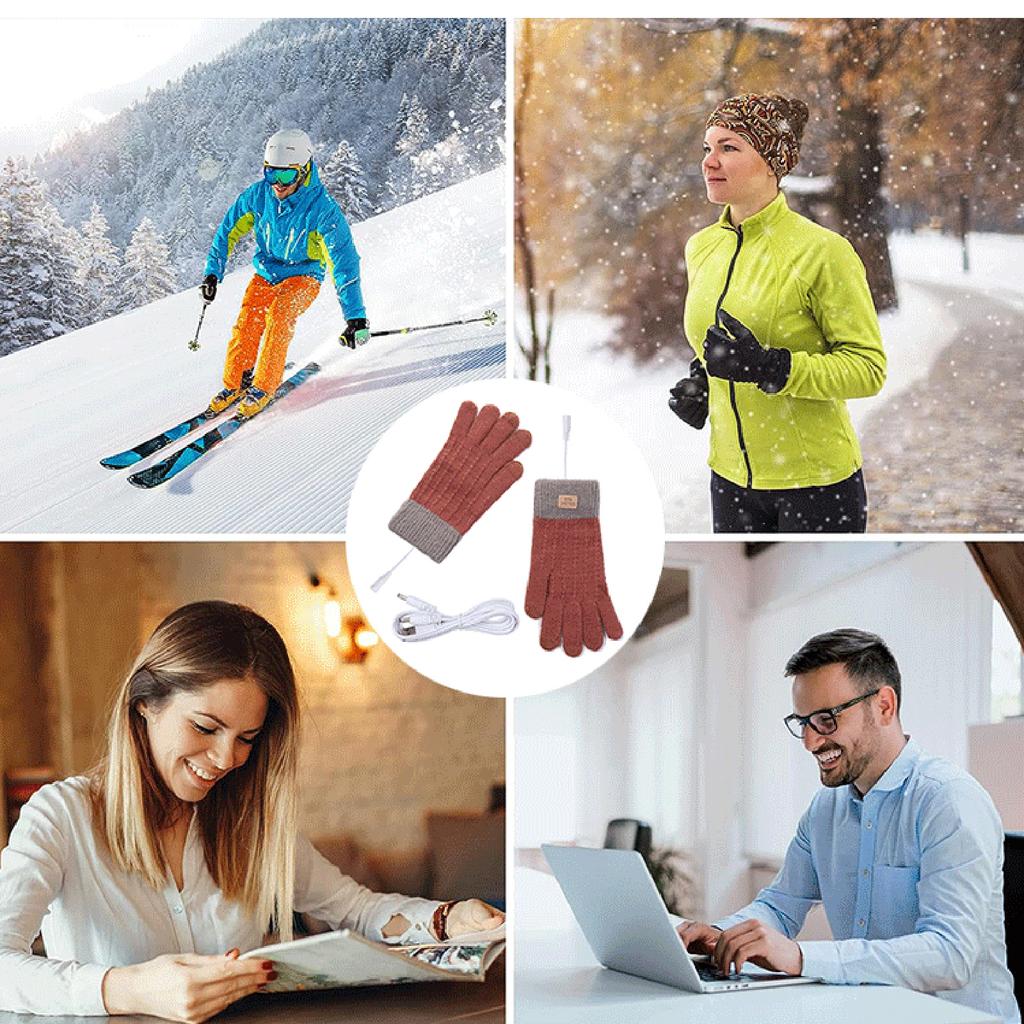 USB Heating Gloves for Men Women Adjustable Heated Thermal Gloves Heated Hand Warmers for Outdoor Skiing Cold Weather
