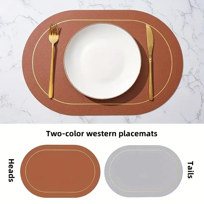 1/4/6pcs,PU Placemats,Dining Table Waterproof Non-Slip Table Mat,Heat Insulation Leather Place Mats Set,Nordic Style Cup Mat