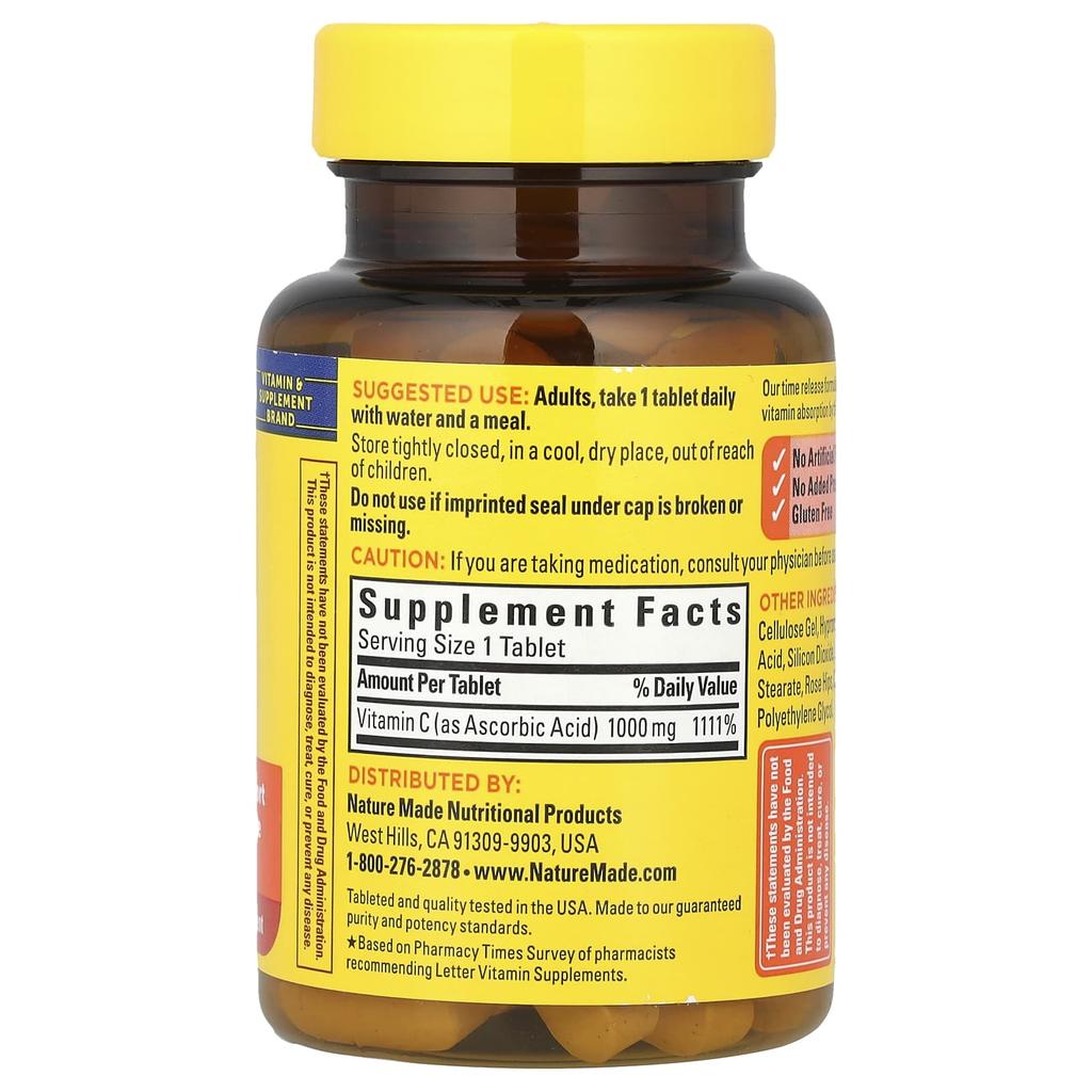 Vitamin C with Rosehip, Sustained Release, 1,000Mg, 60 Tablets