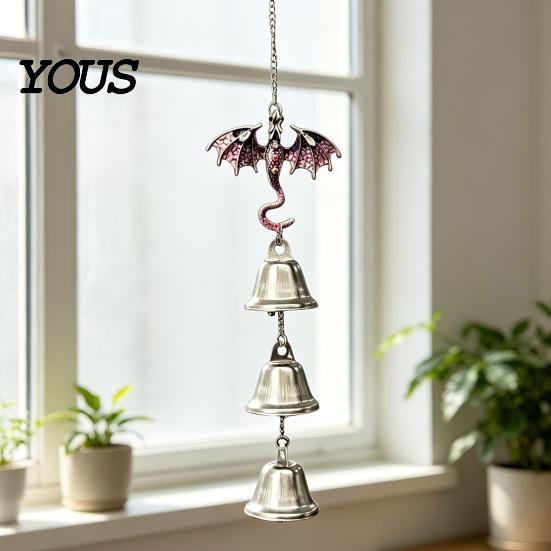 Retro Flying Dragon Decor Hanging Bells, Metal Wind Chime, Rustic Outdoor Garden Ornament Fantasy for Patio Porch Yard Home Christmas