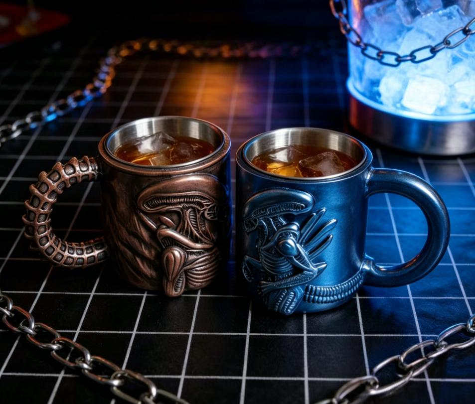 Monster Sculpture Mug Stainless Steel Liner Skeleton Handle Beer Coffee Cup Weird Novelty Bar Decor Collectible Drinkware Gift