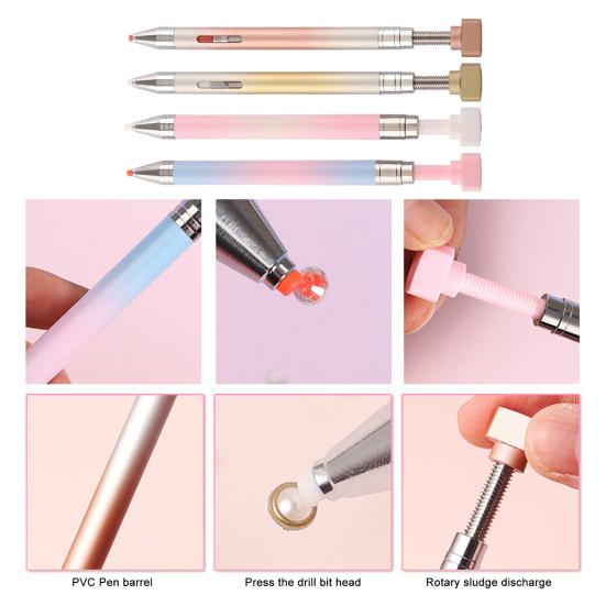 Refillable Wax Pen Automatic Diamond Art Pen with Wax Refills Rhinestone Placement Pen for Nail Art Diamond Art DIY Craft