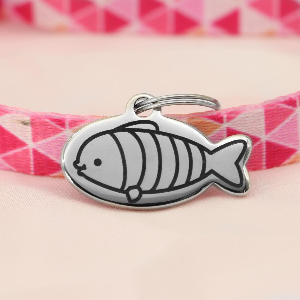 Personalized Cat Id Tag Custom Cats Kitten ID Tags Engraved Cat Collar Pendant Necklace Pet Accessories Cat Face Fish Shape