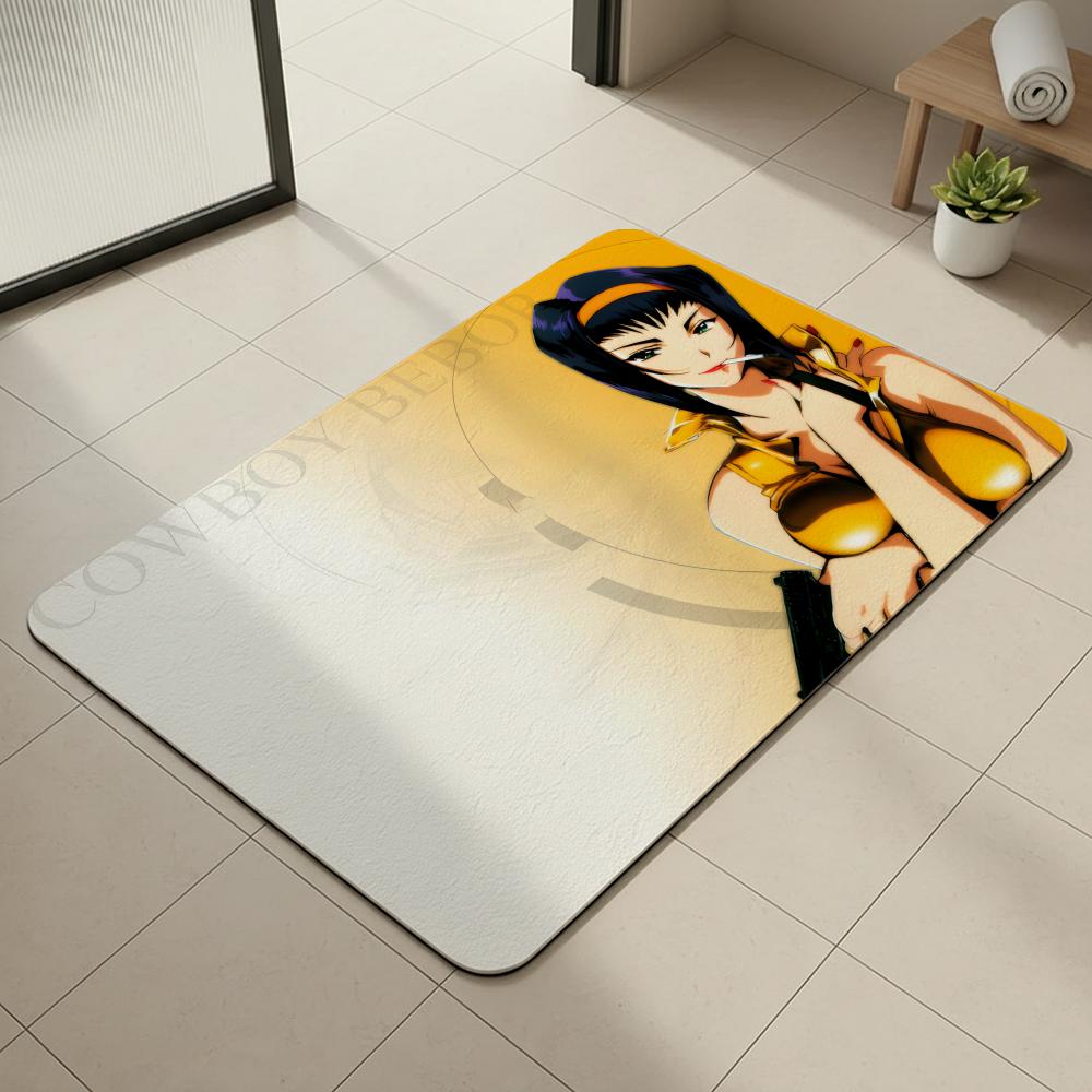 Anime C-Cowboy B-Bebop Floor Mat Diatomite Bath Mat, Quick Dry, Absorbent, Multi-Scene Mat
