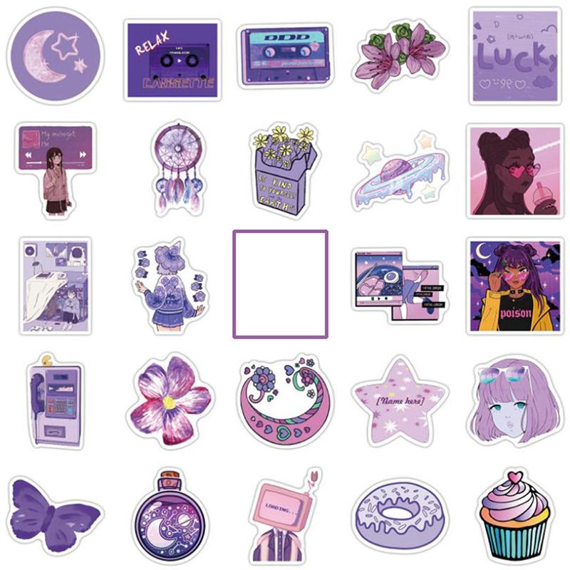 50 шт. Мультяшные Аниме Фиолетовый Стиль Девушка Наклейка Гитара Скейтборд Граффити Наклейка