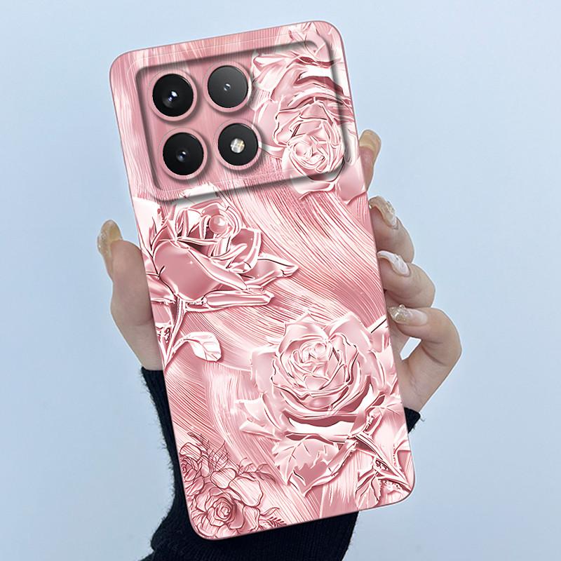 Для Xiaomi Poco X6 Pro 5G Чехол Poco X6Pro Задняя крышка Модный Минимализм Цветочный Мягкий Жидкий Силиконовый Чехол Для PocoX6 Pro Fundas