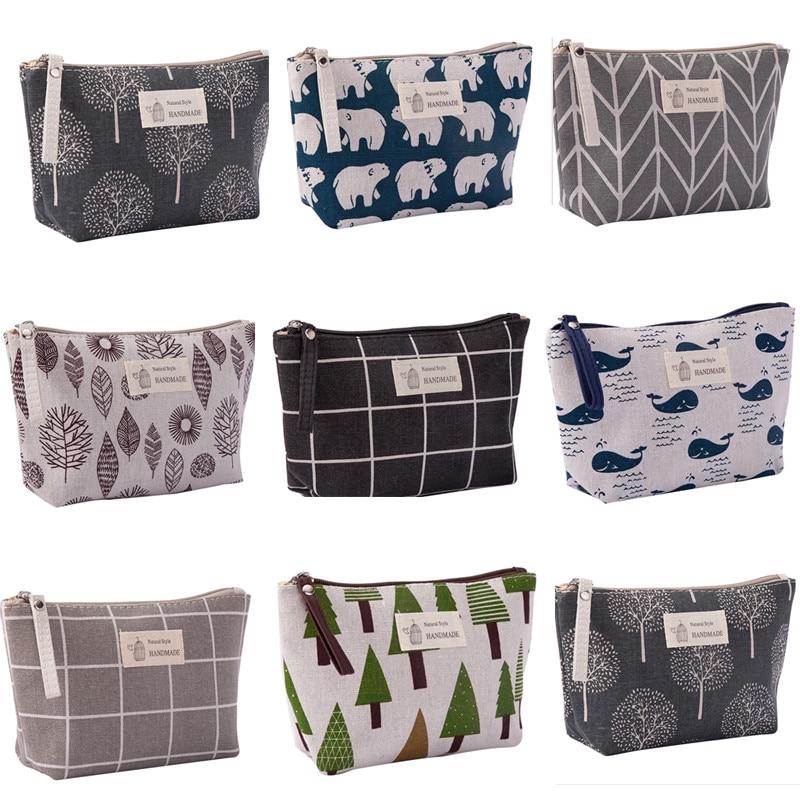 Women Cosmetic Bags Ladies Zipper Makeup Bag Canvas Phone Coin Handbag Travel Organizer Bag Pouch