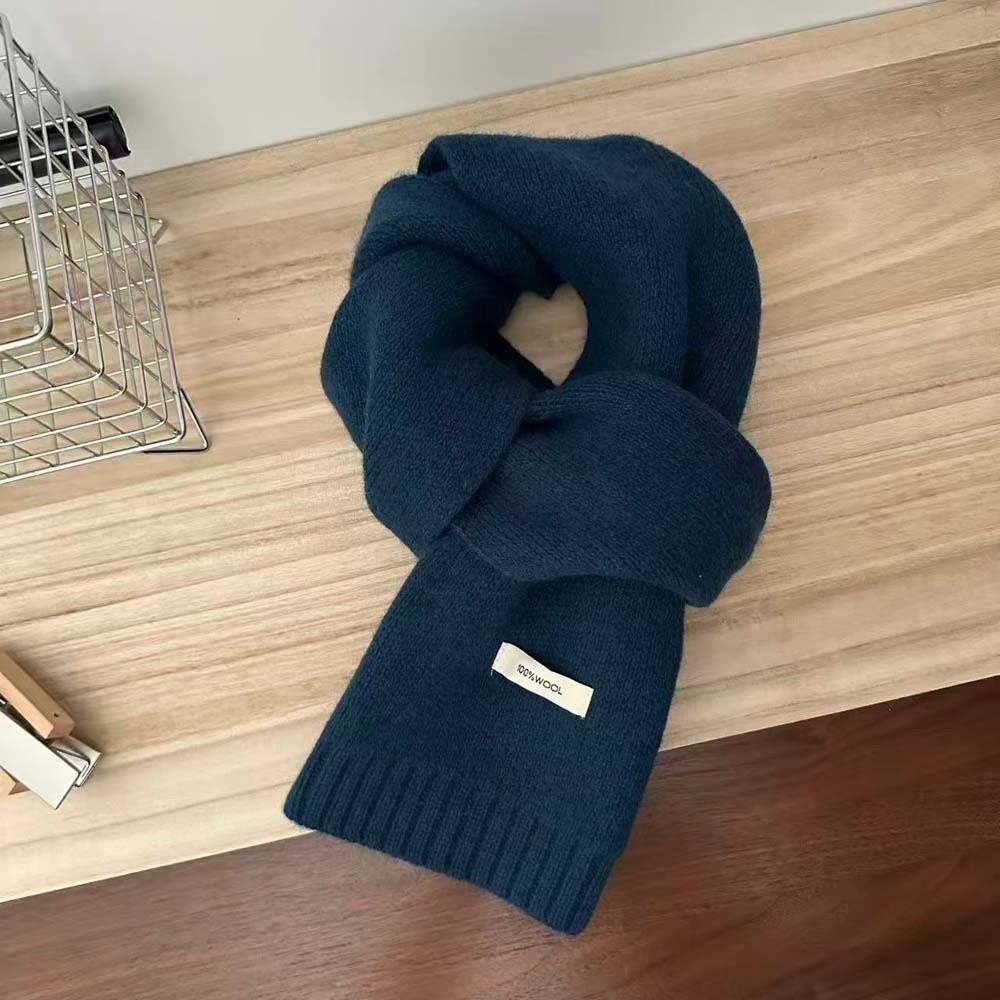 Solid Color Knitting Wool Scarf Cold-proof Winter Warmer Scarf Long Thickened Neckscarf Autumn