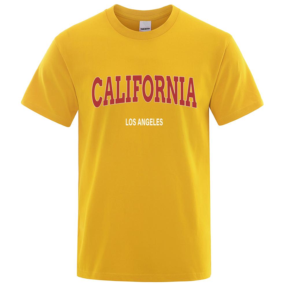 Футболки с графическим принтом «Лос-Анджелес, Калифорния, городские буквы», мужские, повседневные, дышащие, хлопковые, свободные, летние, большого размера