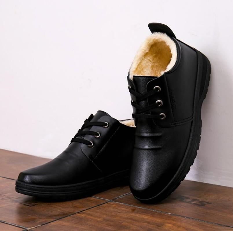 Men's Winter Cotton Shoes Plus Warm Cotton Leather Shoes Waterproof Men's Cotton Shoes High Top Snow Boots