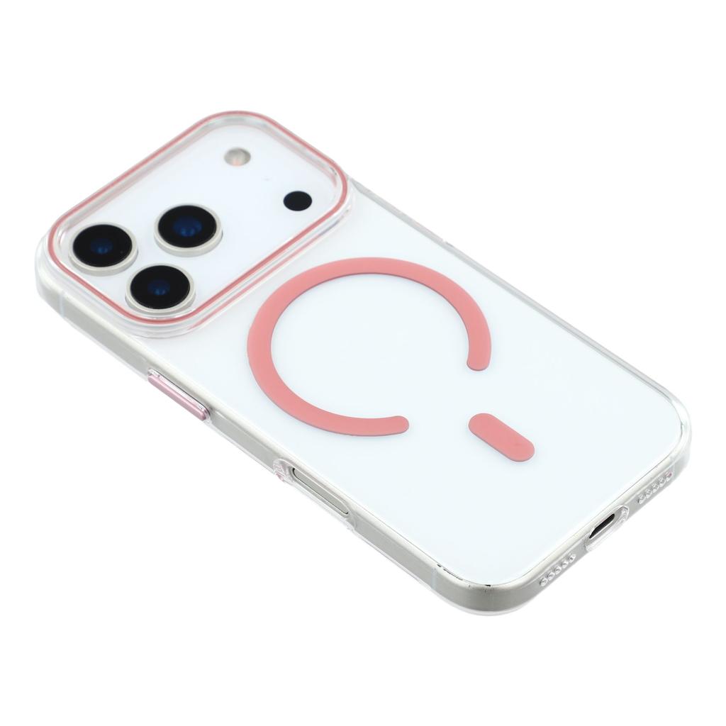 For iPhone 17 Pro Max Magnetic Case Clear PC Phone Back Cover with Metal Buttons