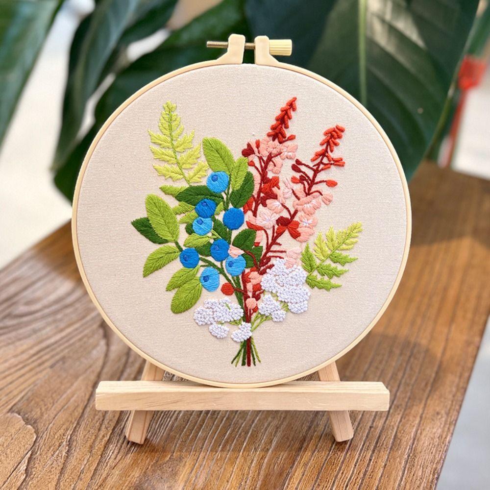 DIY Flower Embroidery Kit Floral Patterns Embroidery Set Home Decor Cross Stitch Set Adults