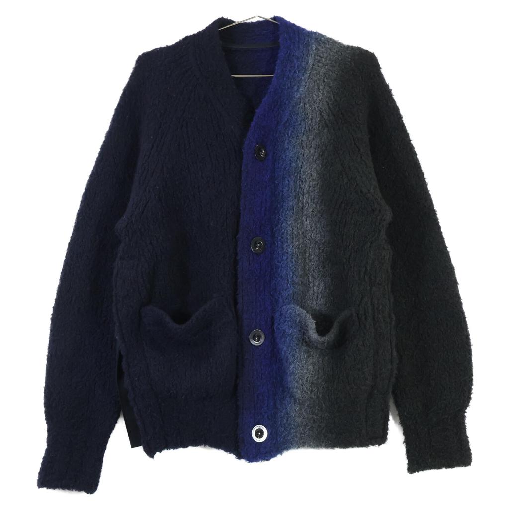 Sacai 23AW 23-03167M Tie Dye Knit Cardigan Gradient Knit Cardigan Tops 0 NavyUsed